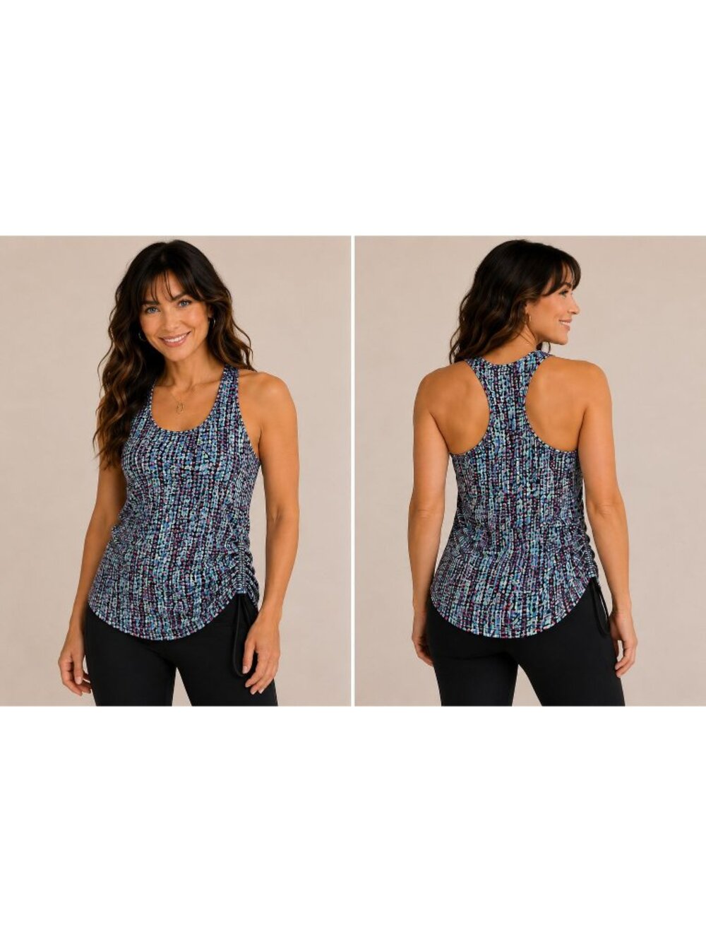 NWT Fabletics Women's Multicolor Cashel Racerback Cinch Sides Tank Size M